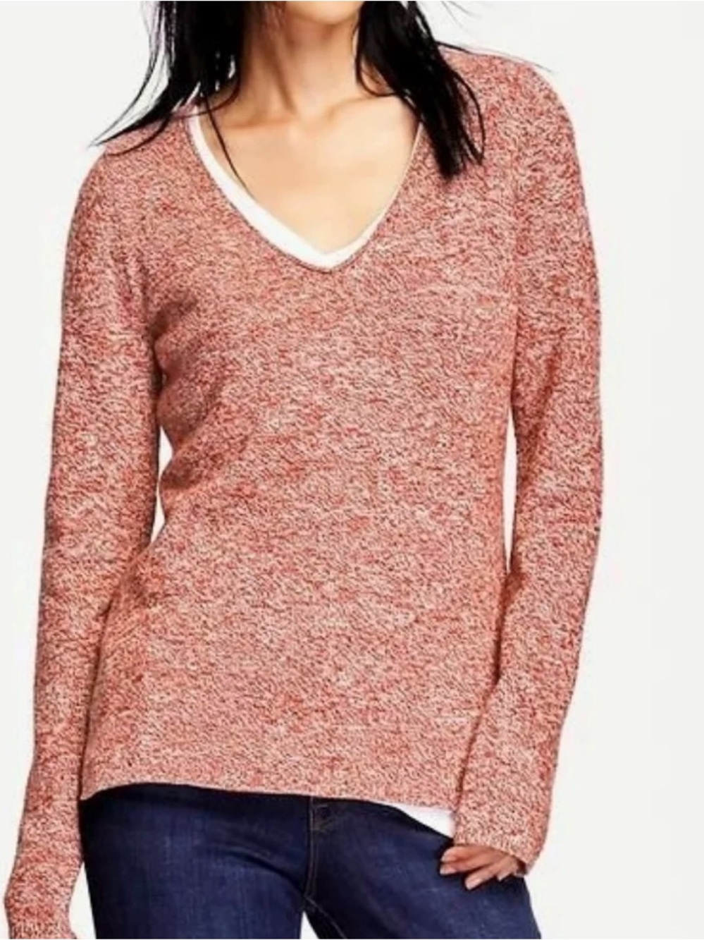 NWT- Old Navy V-Neck Women's Marled Knit Sweater in Red